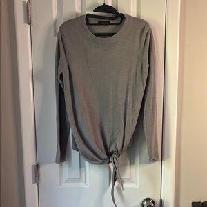 Staccato Gray Crew Neck Long Sleeve Tie Front Sweater - Medium